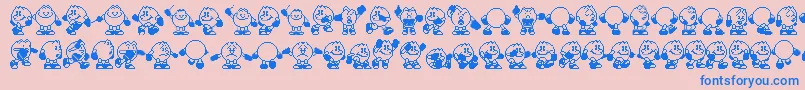 Pacman Font – Blue Fonts on Pink Background