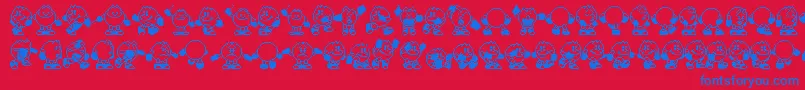 フォントPacman – 赤い背景に青い文字