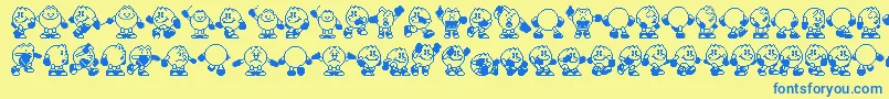Więcej informacji o czcionce Pacman Czcionka Pacman – niebieskie czcionki na żółtym tle