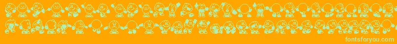 Шрифт Pacman – зелёные шрифты на оранжевом фоне