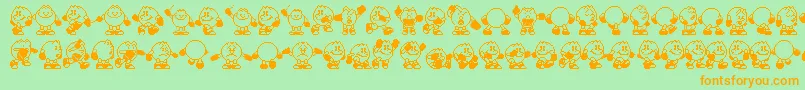 Pacman Font – Orange Fonts on Green Background