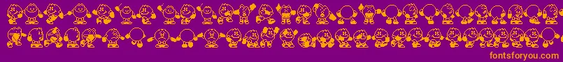 Pacman Font – Orange Fonts on Purple Background