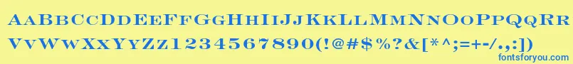 Weitere Informationen zur EngraversltstdBoldface-Schriftart EngraversltstdBoldface-Schriftart – Blaue Schriften auf gelbem Hintergrund