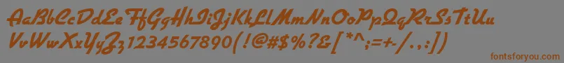 Gilliesgotdextbol-Schriftart – Braune Schriften auf grauem Hintergrund
