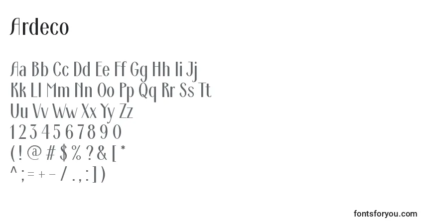 Fuente Ardeco - alfabeto, números, caracteres especiales