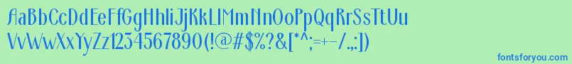 フォントArdeco – 青い文字は緑の背景です。