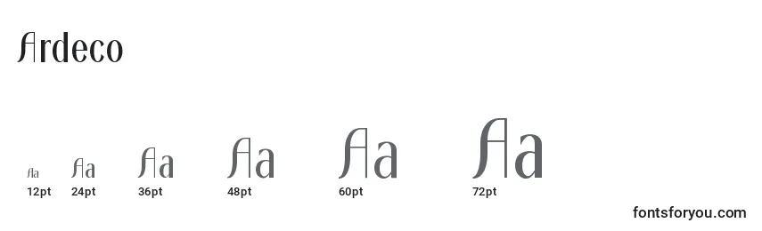 Ardeco Font Sizes