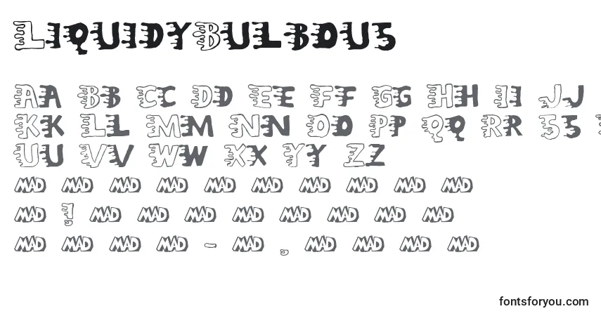 Czcionka LiquidyBulbous – alfabet, cyfry, specjalne znaki
