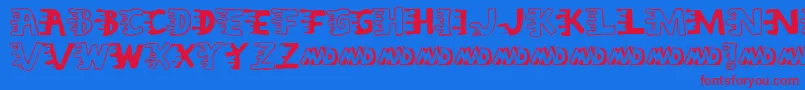 フォントLiquidyBulbous – 赤い文字の青い背景