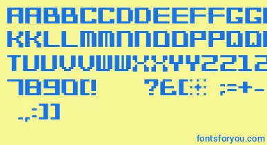 Bitcheese10srb font – Blue Fonts On Yellow Background