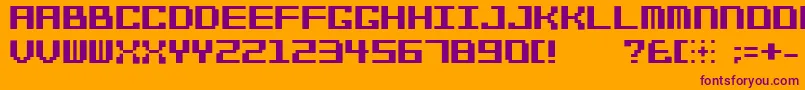 Bitcheese10srb-Schriftart – Violette Schriften auf orangefarbenem Hintergrund