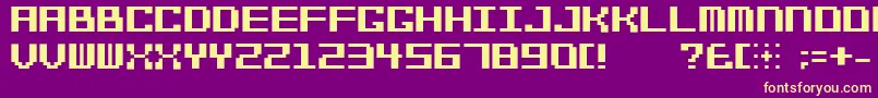 Bitcheese10srb-Schriftart – Gelbe Schriften auf violettem Hintergrund