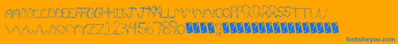 Quiveringnoodle-Schriftart – Blaue Schriften auf orangefarbenem Hintergrund