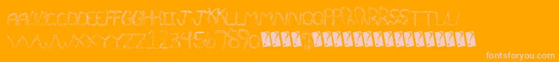 Quiveringnoodle-Schriftart – Rosa Schriften auf orangefarbenem Hintergrund