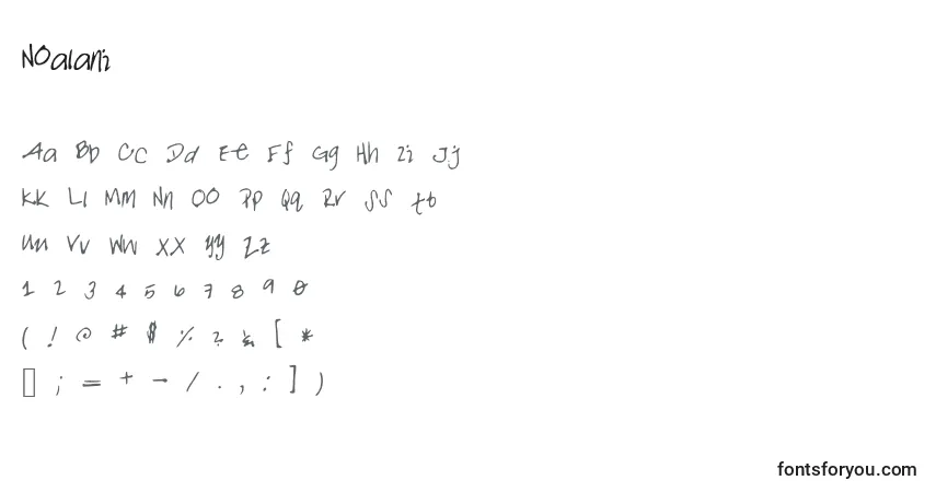 Czcionka Noalani – alfabet, cyfry, specjalne znaki