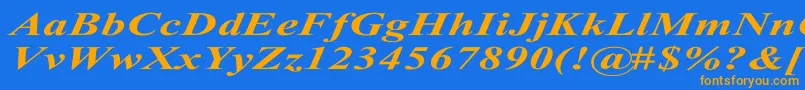 TimesRomanExBoldItalic-Schriftart – Orangefarbene Schriften auf blauem Hintergrund
