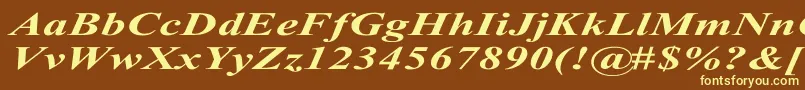 TimesRomanExBoldItalic-Schriftart – Gelbe Schriften auf braunem Hintergrund