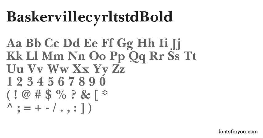 A fonte BaskervillecyrltstdBold – alfabeto, números, caracteres especiais