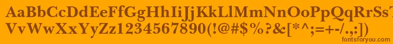 Fonte BaskervillecyrltstdBold – fontes marrons em um fundo laranja
