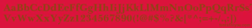 BaskervillecyrltstdBold-Schriftart – Braune Schriften auf rotem Hintergrund