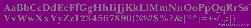 Fonte BaskervillecyrltstdBold – fontes cinzas em um fundo violeta