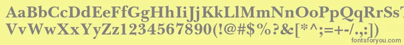 Fonte BaskervillecyrltstdBold – fontes cinzas em um fundo amarelo