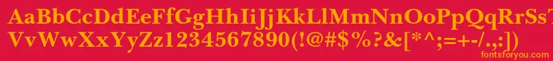 フォントBaskervillecyrltstdBold – 赤い背景にオレンジの文字