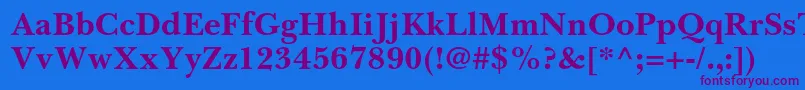 BaskervillecyrltstdBold Font – Purple Fonts on Blue Background