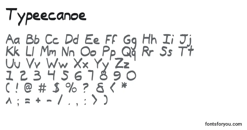 Schriftart Typeecanoe – Alphabet, Zahlen, spezielle Symbole