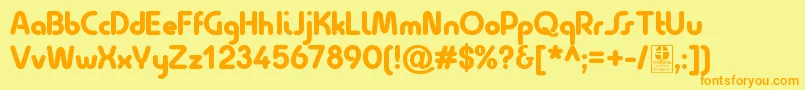 QuesatBlackDemoフォントについての詳細 フォントQuesatBlackDemo – オレンジの文字が黄色の背景にあります。