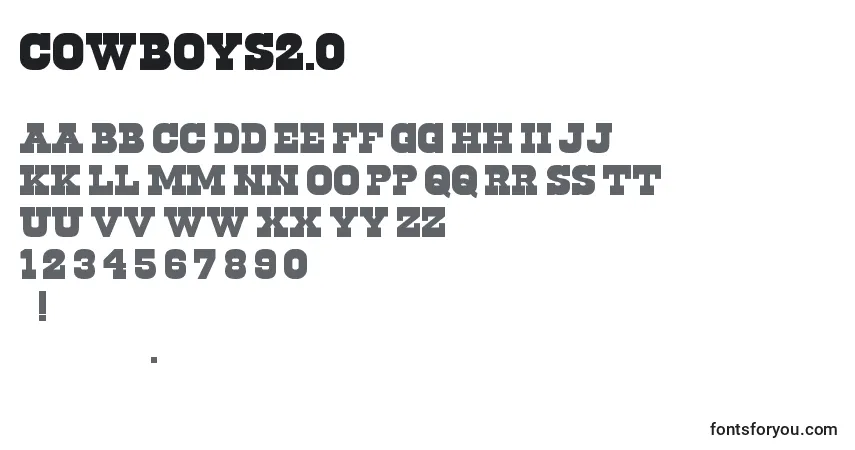 Cowboys2.0-fontti – aakkoset, numerot, erikoismerkit