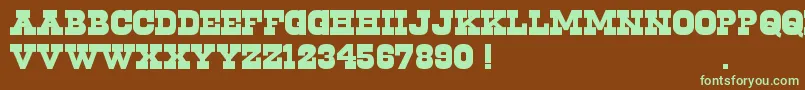 フォントCowboys2.0 – 緑色の文字が茶色の背景にあります。