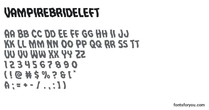Шрифт Vampirebrideleft – алфавит, цифры, специальные символы