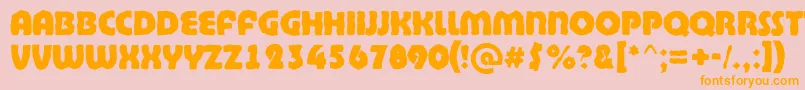 ABighaustitulbrkExtrabold-Schriftart – Orangefarbene Schriften auf rosa Hintergrund