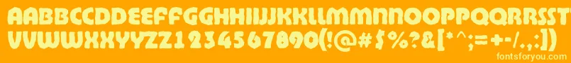 ABighaustitulbrkExtrabold-Schriftart – Gelbe Schriften auf orangefarbenem Hintergrund