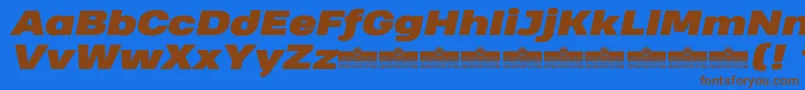 HeadingProWideBlackItalicTrial Font – Brown Fonts on Blue Background