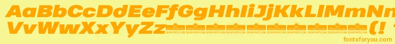 Шрифт HeadingProWideBlackItalicTrial – оранжевые шрифты на жёлтом фоне