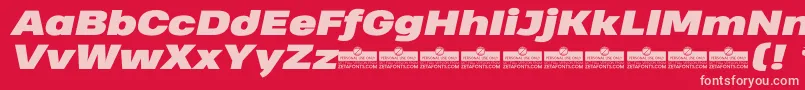 HeadingProWideBlackItalicTrial Font – Pink Fonts on Red Background