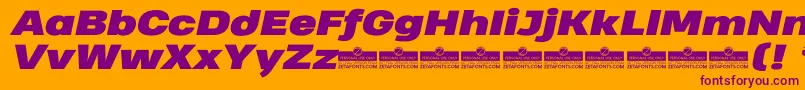 HeadingProWideBlackItalicTrial Font – Purple Fonts on Orange Background