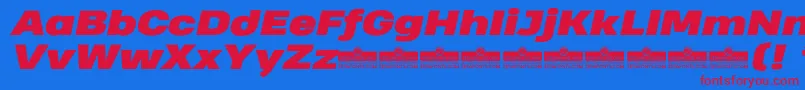 HeadingProWideBlackItalicTrial Font – Red Fonts on Blue Background