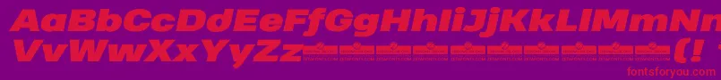 Fonte HeadingProWideBlackItalicTrial – fontes vermelhas em um fundo violeta