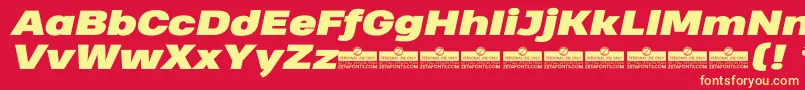 HeadingProWideBlackItalicTrial Font – Yellow Fonts on Red Background