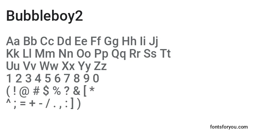 A fonte Bubbleboy2 – alfabeto, números, caracteres especiais