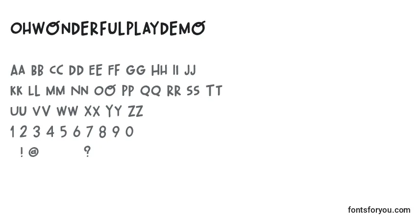Schriftart OhWonderfulPlayDemo – Alphabet, Zahlen, spezielle Symbole