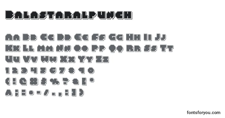 A fonte Balastaralpunch – alfabeto, números, caracteres especiais