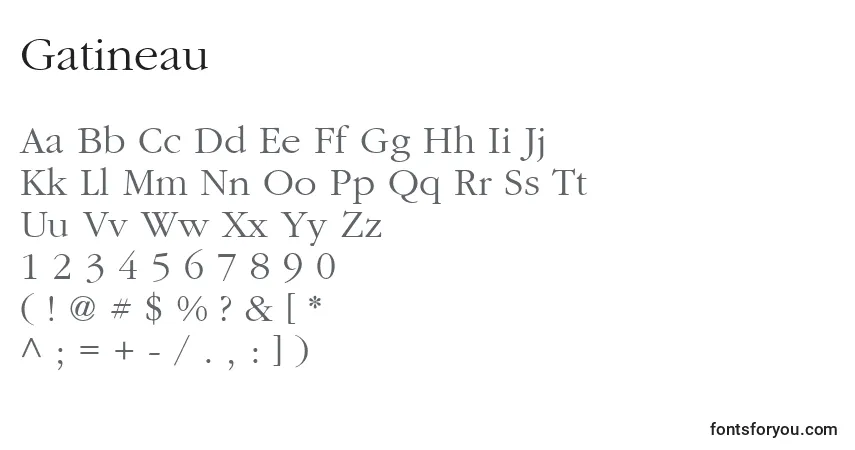 Шрифт Gatineau – алфавит, цифры, специальные символы
