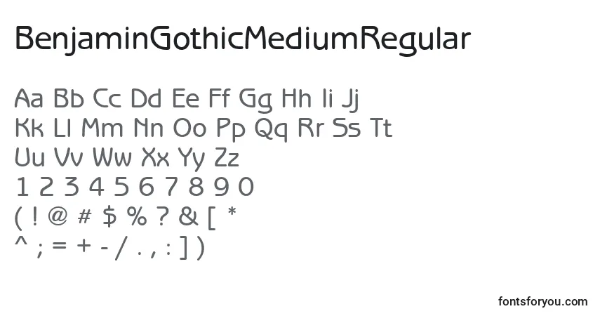 Czcionka BenjaminGothicMediumRegular – alfabet, cyfry, specjalne znaki