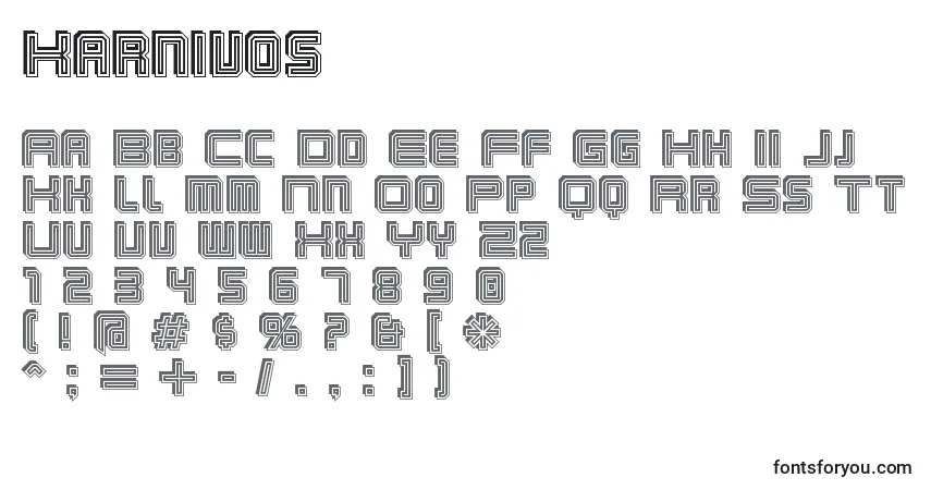 A fonte Karnivos – alfabeto, números, caracteres especiais