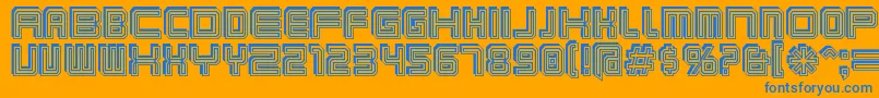 フォントKarnivos – オレンジの背景に青い文字