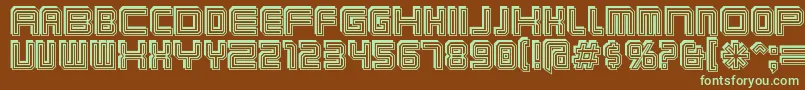 Karnivos-fontti – vihreät fontit ruskealla taustalla